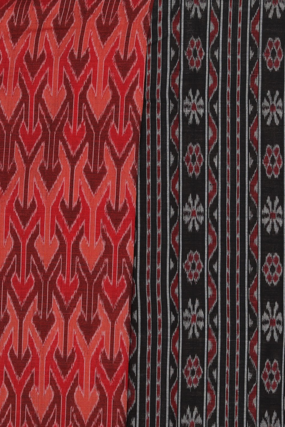 Image of Sambalpuri Cotton Red Saree